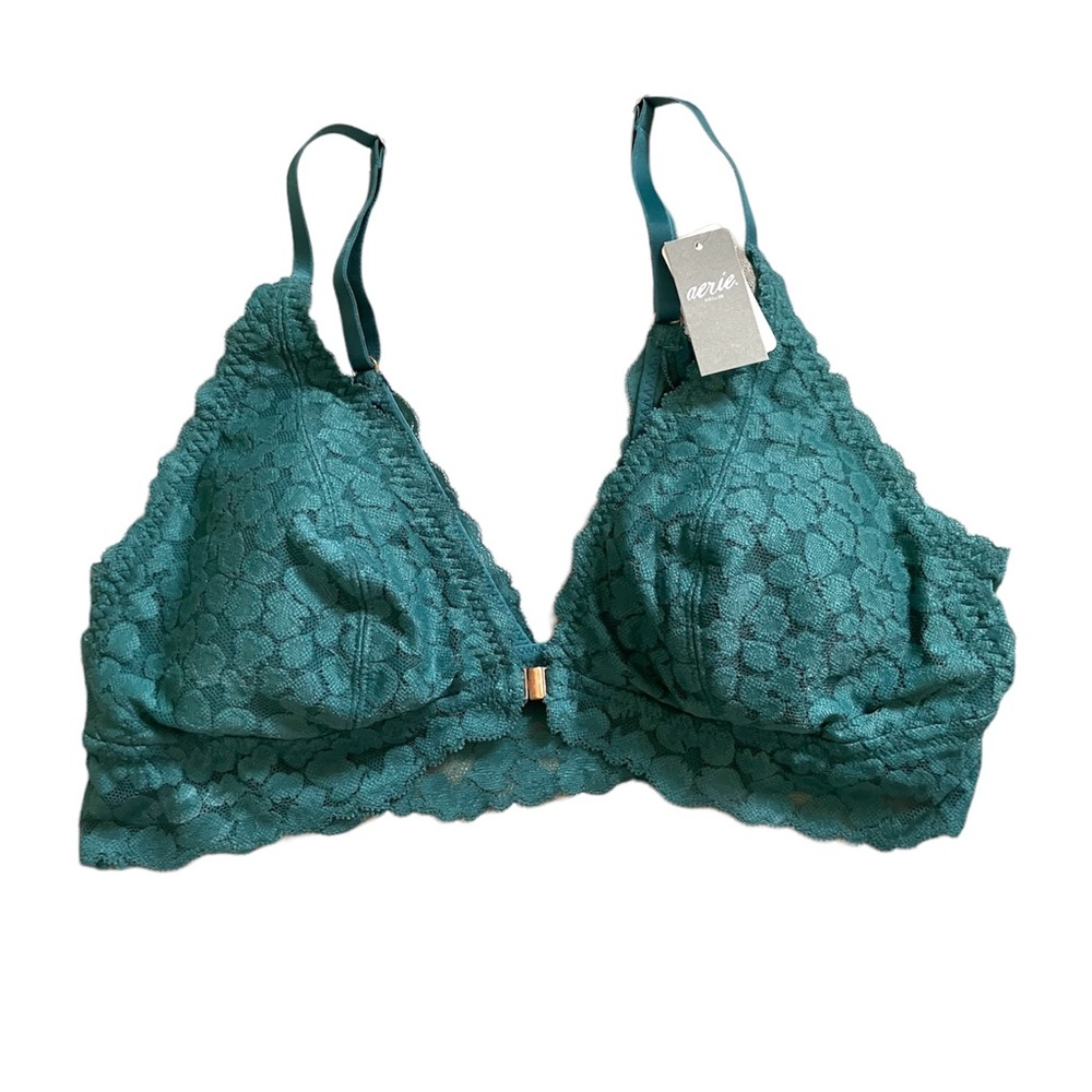 NWT Aerie turquoise front closure lacy padded bralette